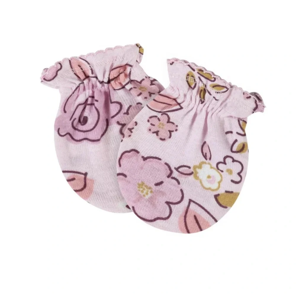 NWT Gerber Baby Girl Pink Floral Mittens Pack Of 4